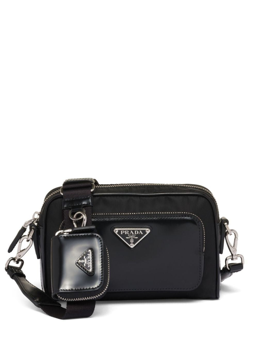 PRADA Re-Nylon and Leather Mini Crossbody Handbag