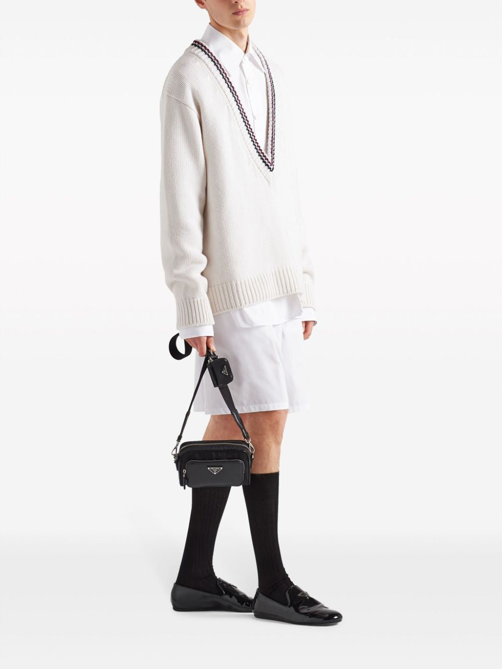 PRADA Re-Nylon and Leather Mini Crossbody Handbag