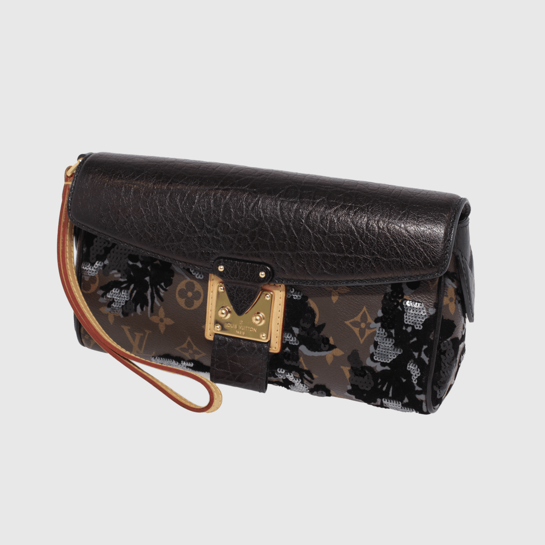 Brown/Black Monogram Limited Edition Fleur De Jais Manege Clutch