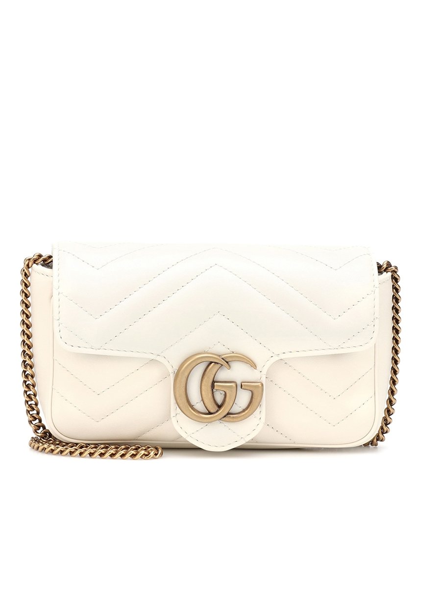 GG Marmont Super Mini Matelassé Cream Leather Shoulder Bag