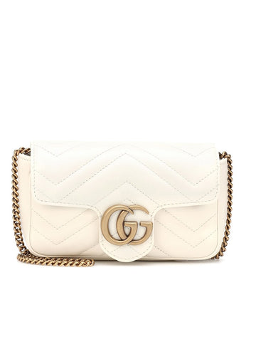 GG Marmont Super Mini Matelassé Cream Leather Shoulder Bag