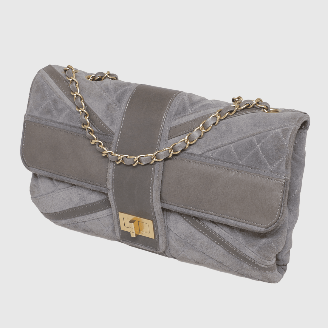 Grey Union Jack Jumbo Mademoiselle Flap Bag