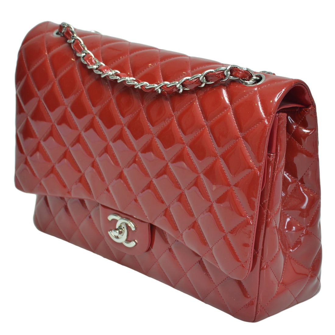 Red Quilted Maxi Classic Double Flap Bag
