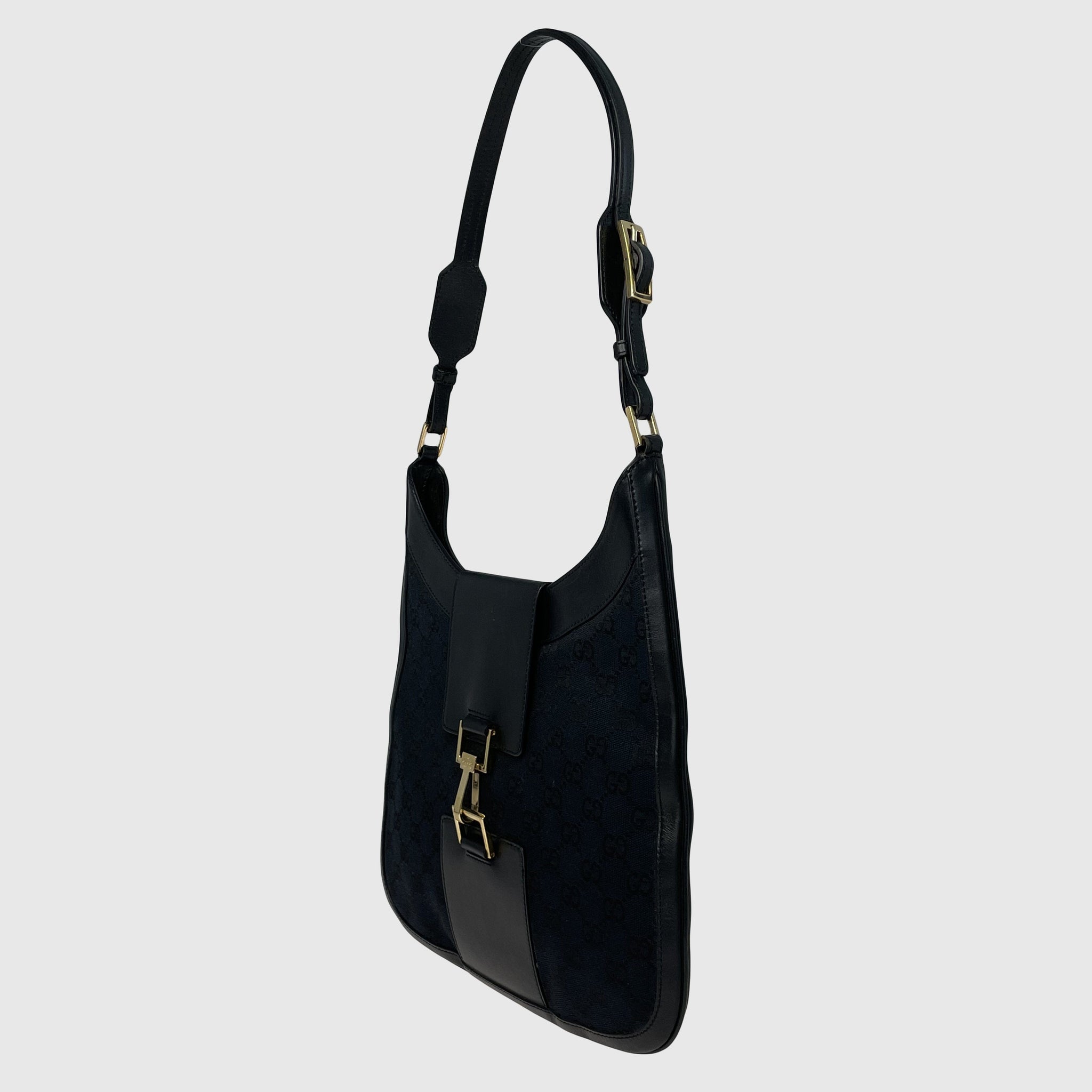 Black GG Jackie Horse Bit Lock Shoulder Bag