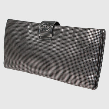 Metallic Silver Laser Etched Clutch