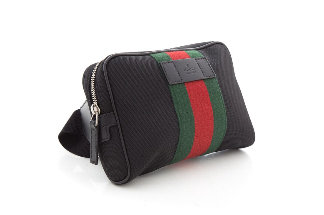 Gucci Web Zip Around Black Belt Bag