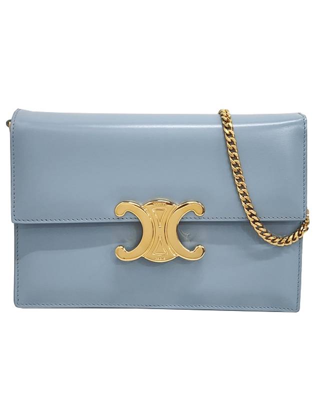 CELINE Soiree Shiny Calfskin Cluth Bag California Blue