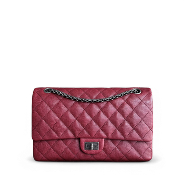 Chanel 2.55 Reissue 226 Medium - Caviar 28CM Quilted Dark Red Burgundy Ruthenium Silver Hardware Series 14