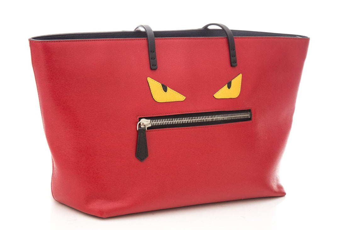 Fendi MONSTER ROLL Red Face Tote