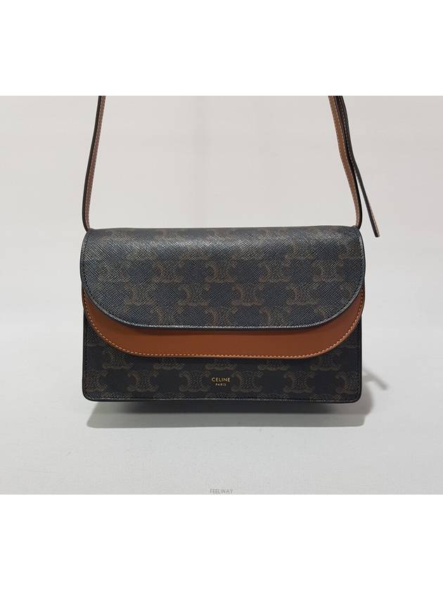 CELINE Triope Canvas Wallet On Strap Clutch Crossbody Bag