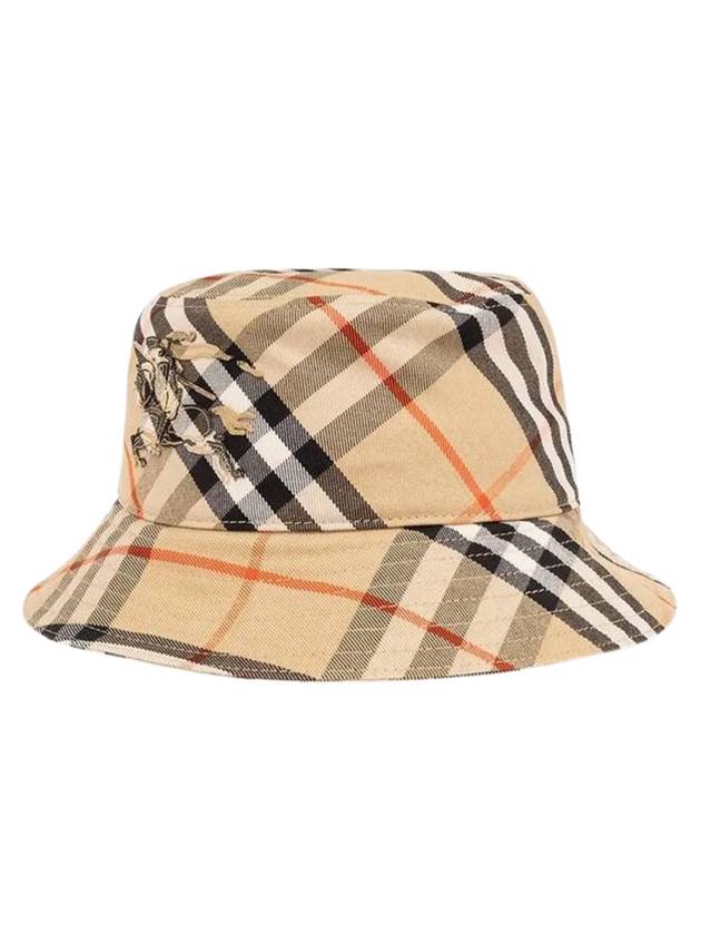 Burberry Check Cotton Blend Bucket Hat Beige