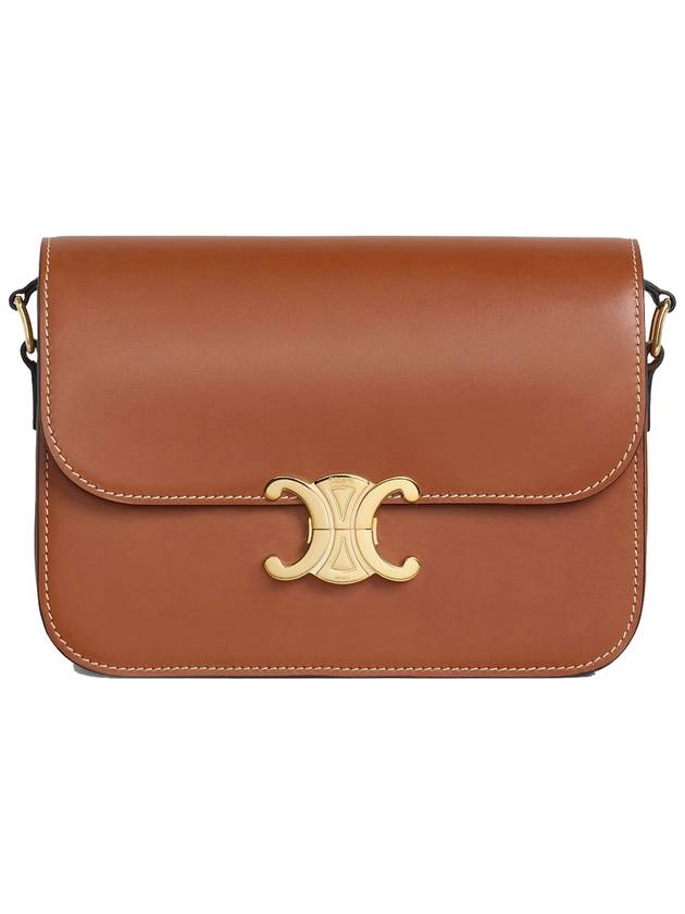 CELINE Triomphe Medium Calfskin Shoulder Bag Tan