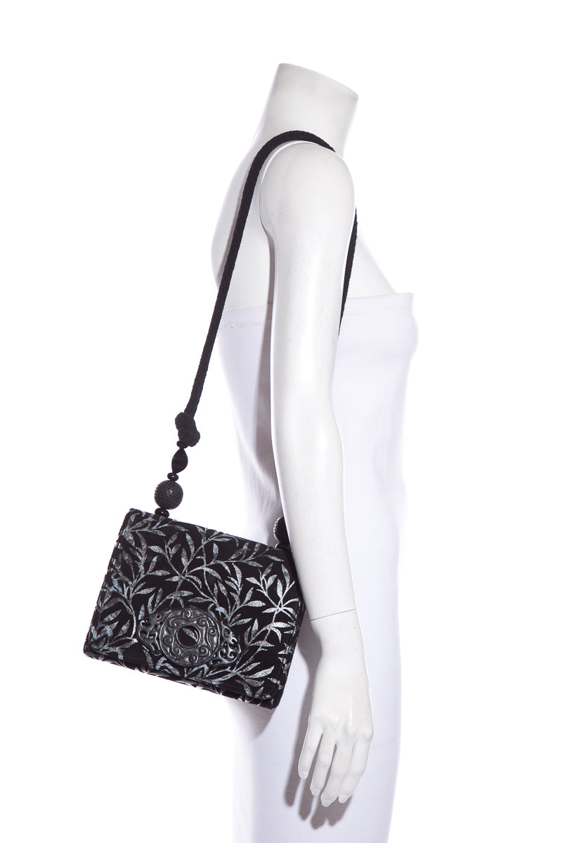 Rafael Sanchez Vintage Black Printed Shoulder Bag