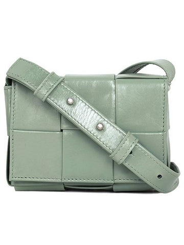 Bottega Veneta Cassette Small Leather Cross Bag Sage Green