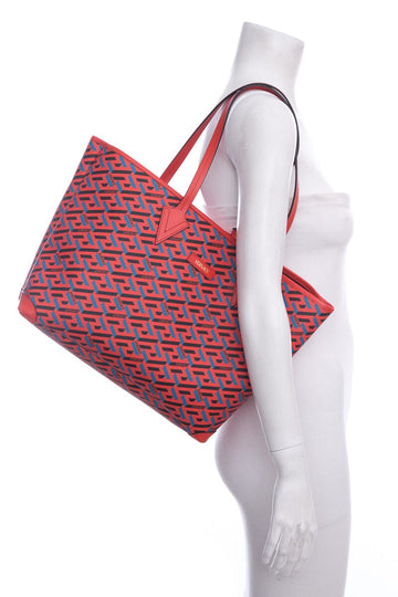 Versace La Greca Monogram Red Tote