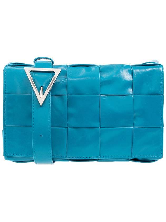 Bottega Veneta Intrecciato Triangle Buckle Cassette Cross Bag Blue