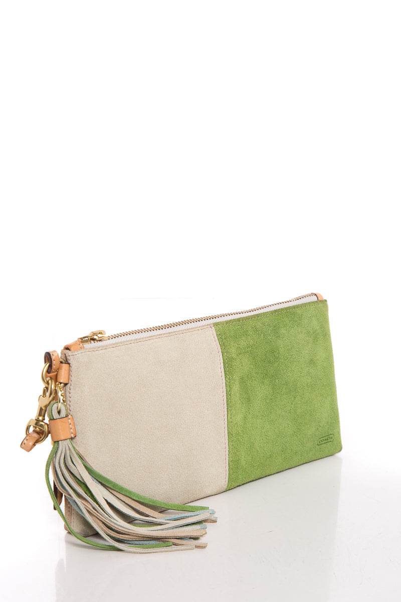 Coach Suede Color Block Clutch