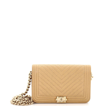 CHANEL Boy Wallet on Chain Chevron Caviar Mini