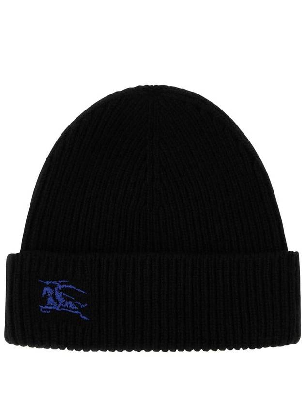 Burberry Embroidered Ribbed Cashmere Beanie Black