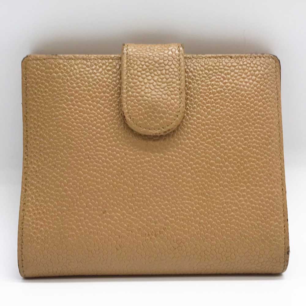 Chanel Caviar Skin Bifold Wallet Beige