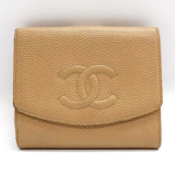 Chanel Caviar Skin Bifold Wallet Beige