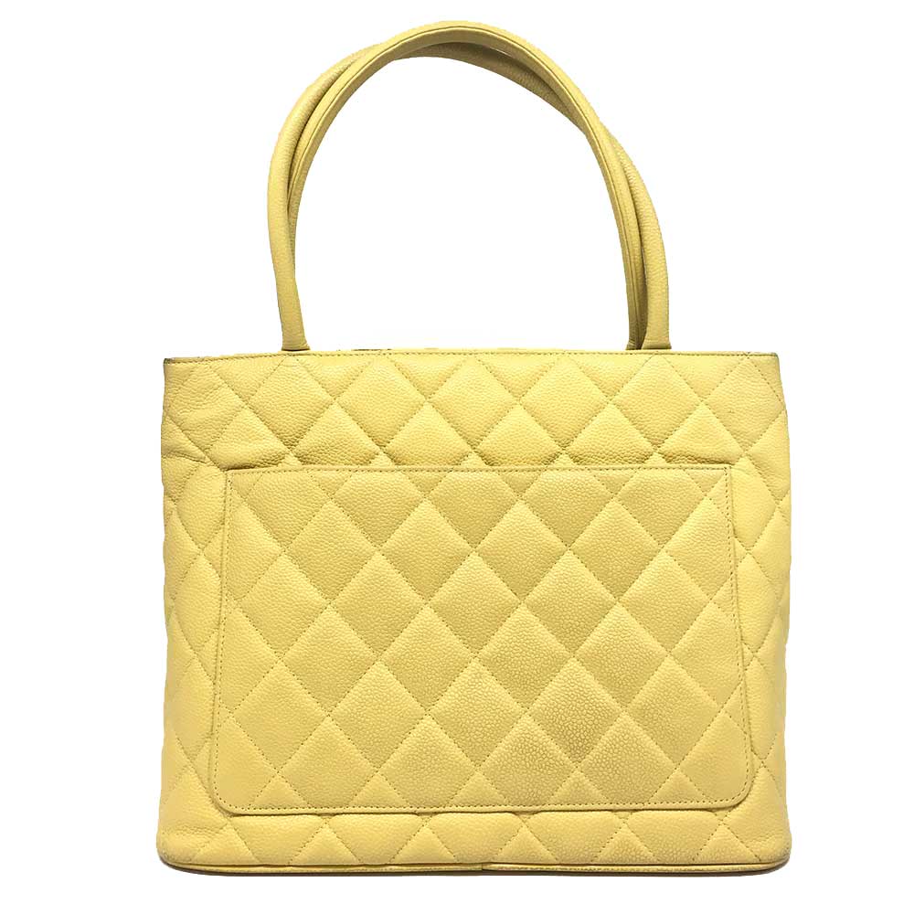 Chanel Caviar Skin Reissue Tote Handbag Yellow