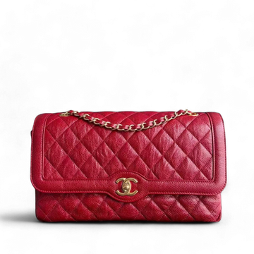 Chanel Two-Tone Crumpled Flap - Caviar 29CM Quilted Red Gold Hardware Series 21
