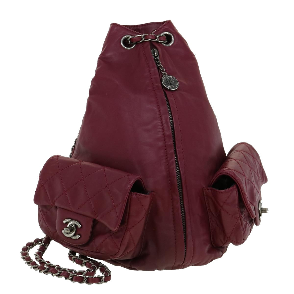 Top Quality Chanel Matelasse Chain Backpack Lamb Skin Bordeaux CC Auth 30736A