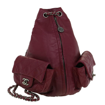 Top Quality Chanel Matelasse Chain Backpack Lamb Skin Bordeaux CC Auth 30736A