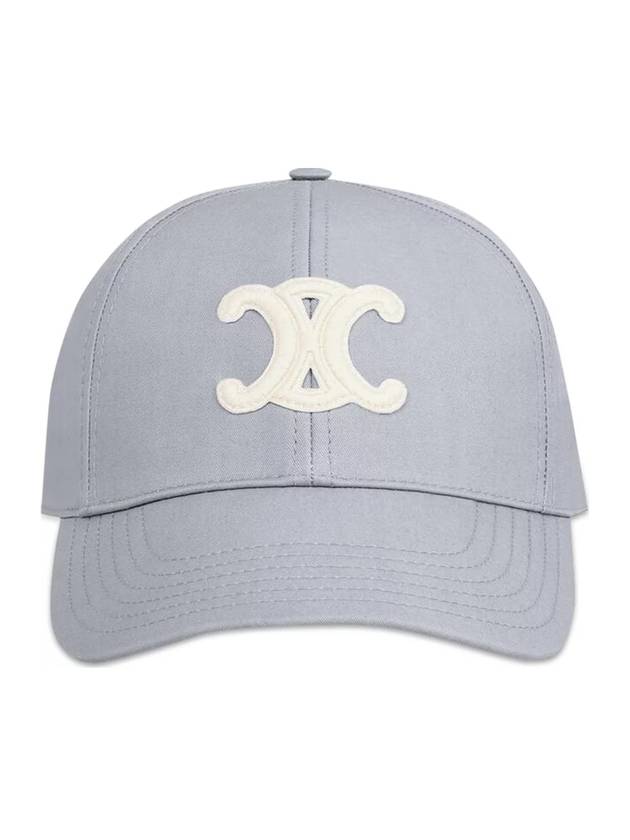 CELINE Triomphe Cotton Ball Cap Pearl Grey