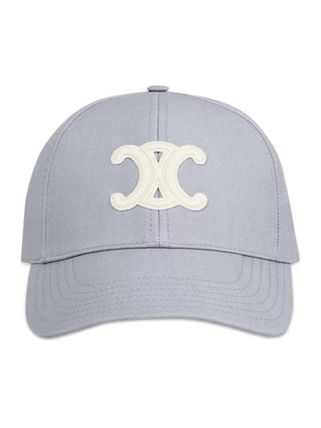 CELINE Triomphe Cotton Ball Cap Pearl Grey