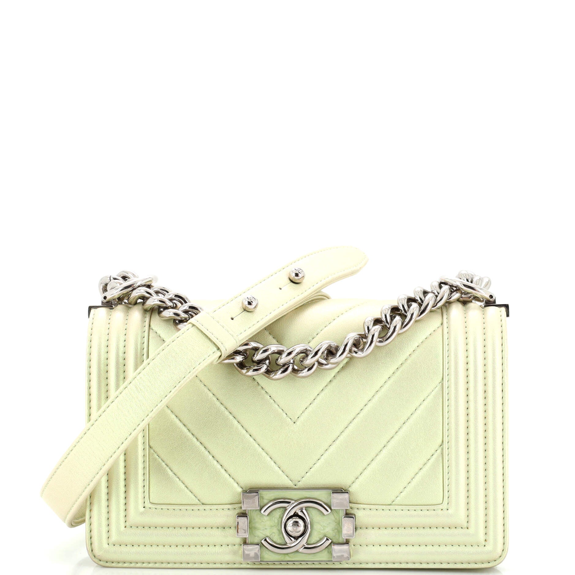 CHANEL Boy Flap Bag Iridescent Chevron Lambskin Small