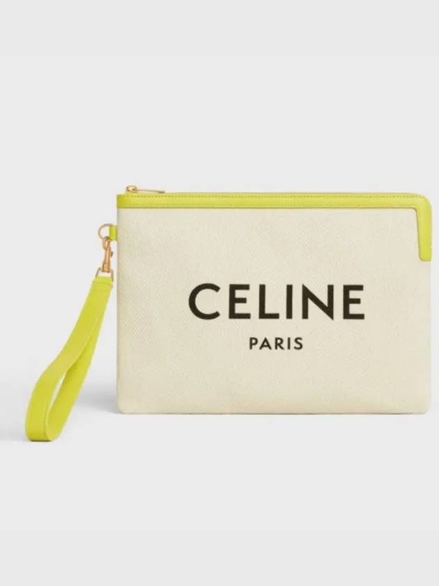 CELINE Logo Strap Small Pouch Bag White Yellow