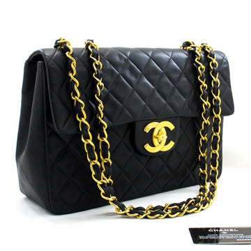 Top Quality Chanel Jumbo 13" 2.55 New Chain Shoulder Bag Black Lambskin Large