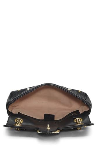 Gucci, Black Leather & Faux Pearl GG Marmont Shoulder Bag Small, Black