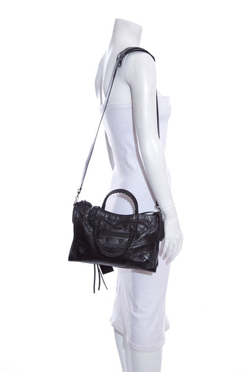 Balenciaga Black City Classic Studs Leather Handbag