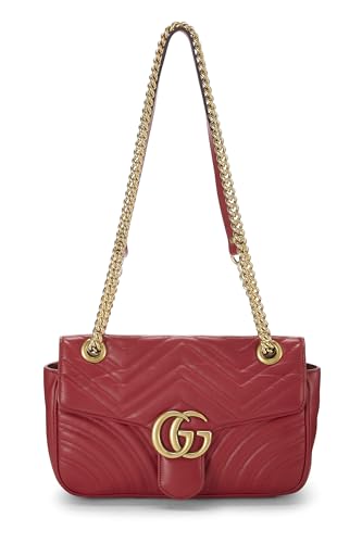 Gucci, Red Leather GG Marmont Shoulder Bag Small, Red