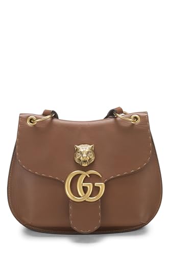 Gucci, Brown Leather GG Animalier Marmont Shoulder Bag, Brown