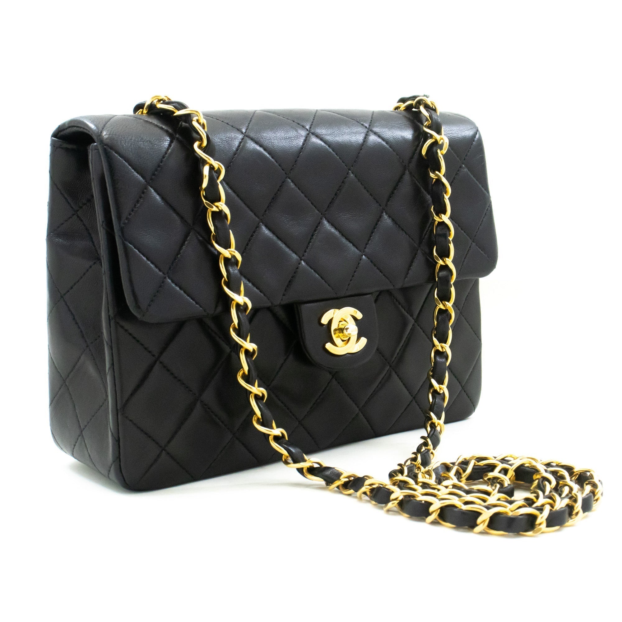 Top Quality Chanel Mini Square Small Chain Shoulder Bag Crossbody Black Lamb