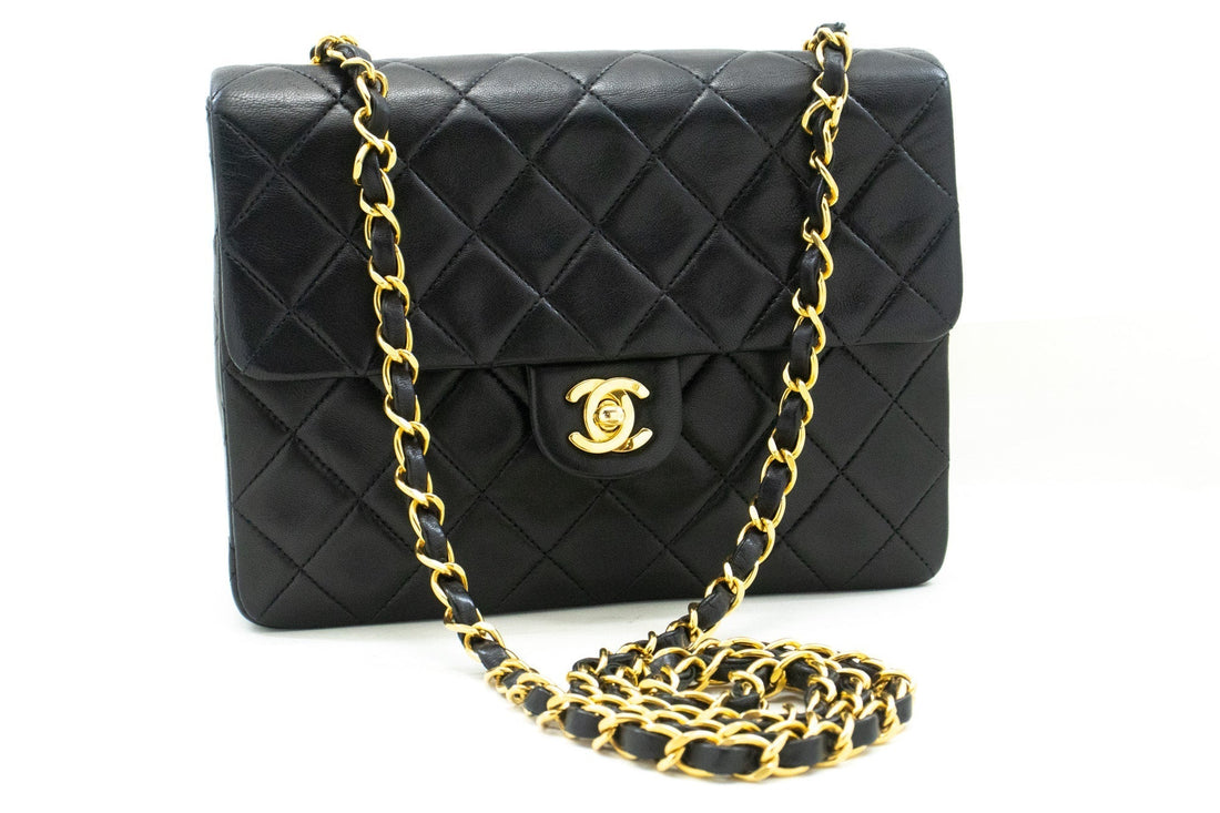 Top Quality Chanel Mini Square Small Chain Shoulder Bag Crossbody Black Lamb