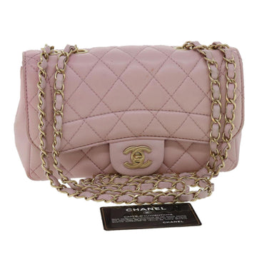 Top Quality Chanel Matelasse Turn Lock Chain Shoulder Bag Lamb Skin Pink CC Auth 32151A