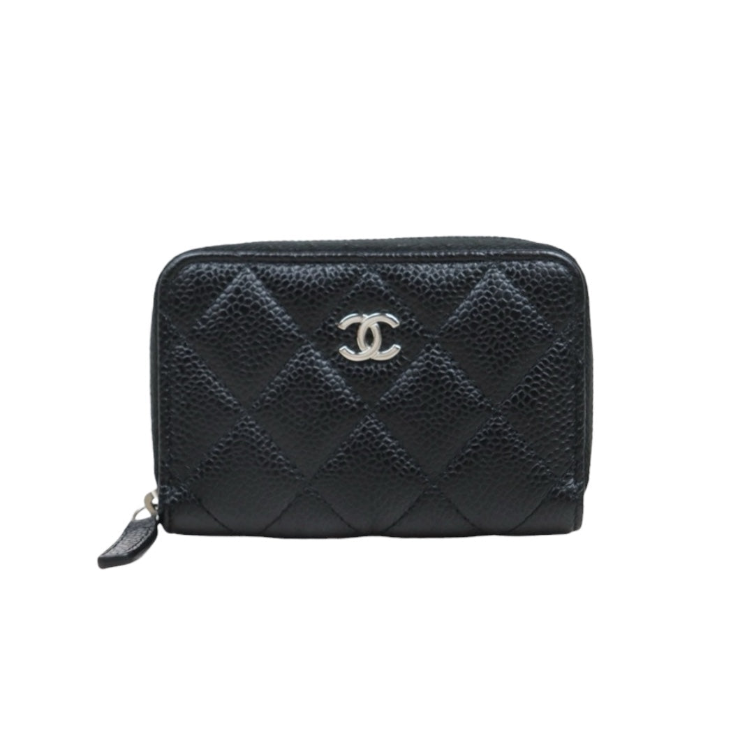 Very Good ( Rank A) ?CHANEL Caviar Skin Calf Leather Coin Purse Black Made In 2020 Year?25052911