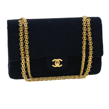 Top Quality Chanel Matelasse 25 Shoulder Bag cotton Black CC Auth 33162