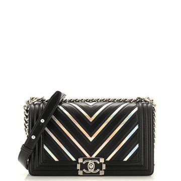 CHANEL Boy Flap Bag Chevron Lambskin with Holographic PVC Old Medium
