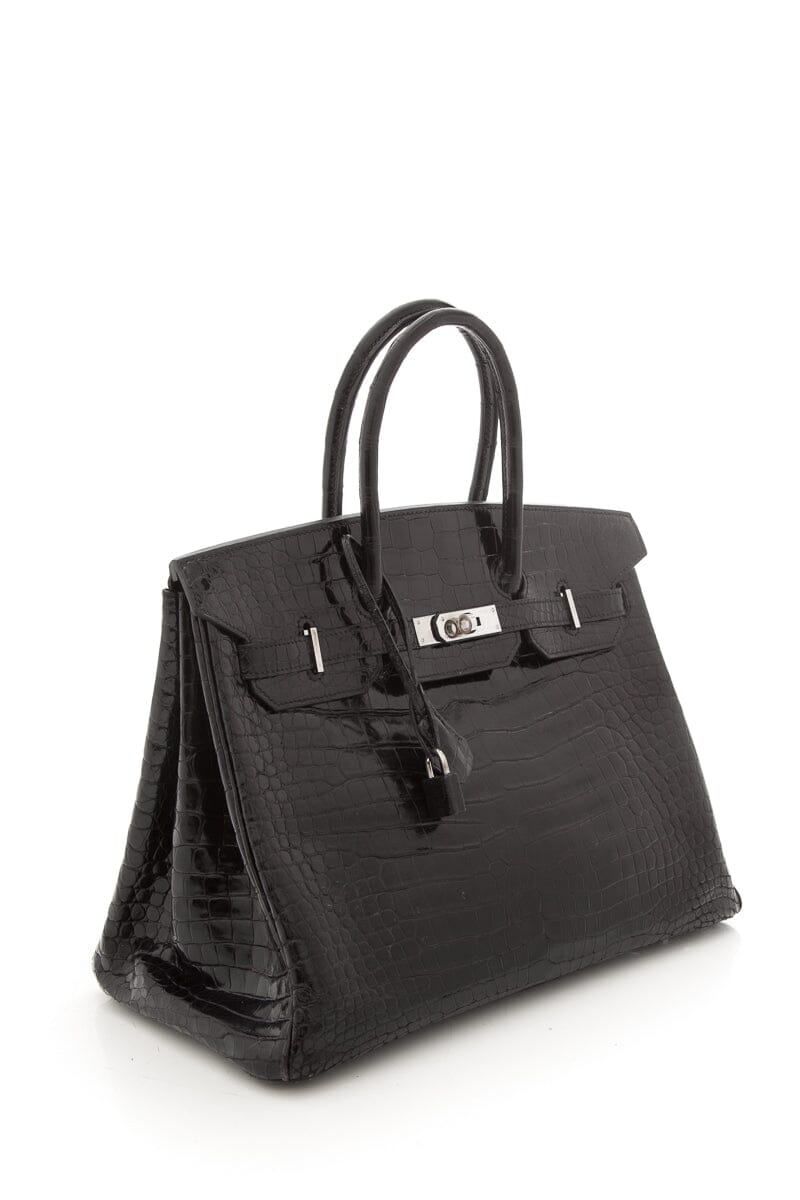 Hermès Black 35cm Crocodile Birkin W/ Palladium HW