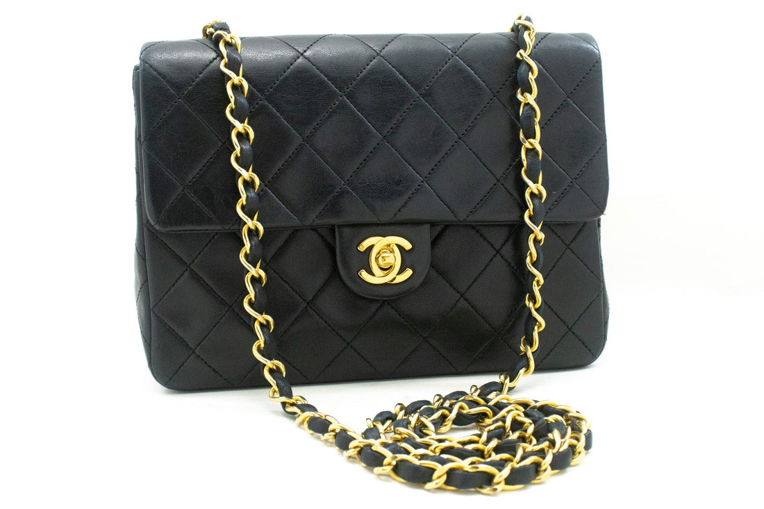 Top Quality Chanel Mini Square Small Chain Shoulder Bag Crossbody Black Lamb