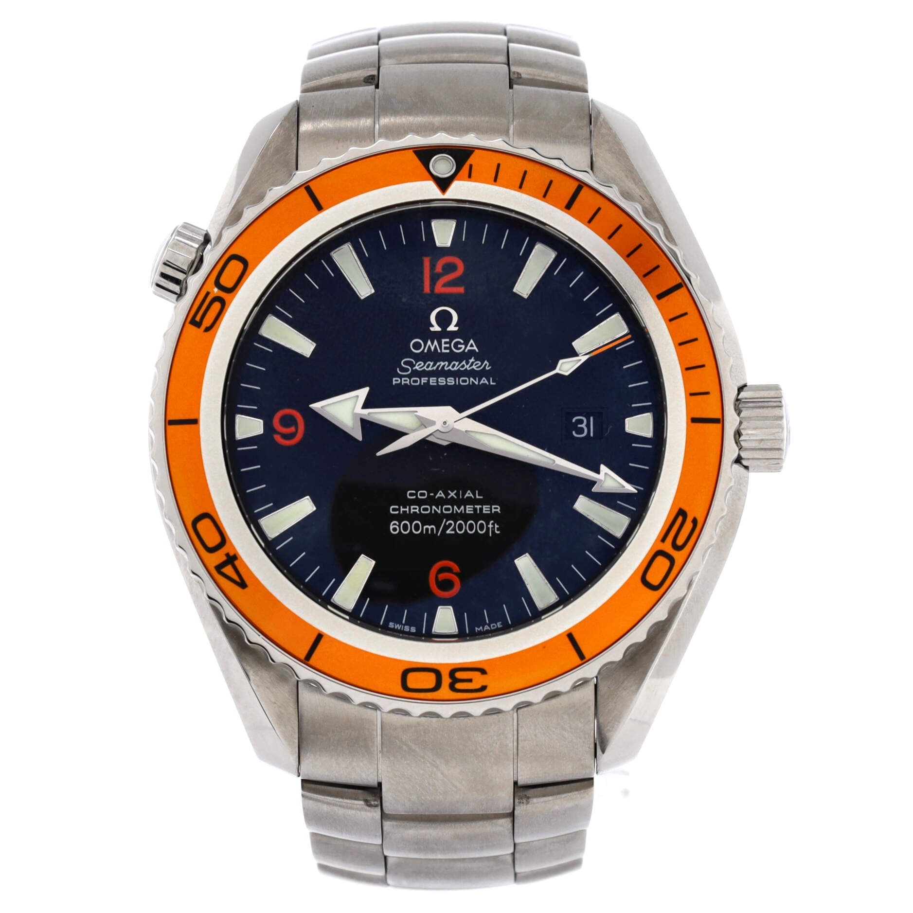 Omega Seamaster Professional Planet Ocean 600M Co-Axial Chronometer Automatic Watch Stainless Steel 45