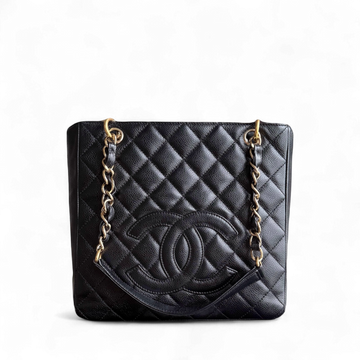 Chanel PST Petite Shopping Tote - Caviar Quilted Grained Calfskin Black Gold Hardware Series 11