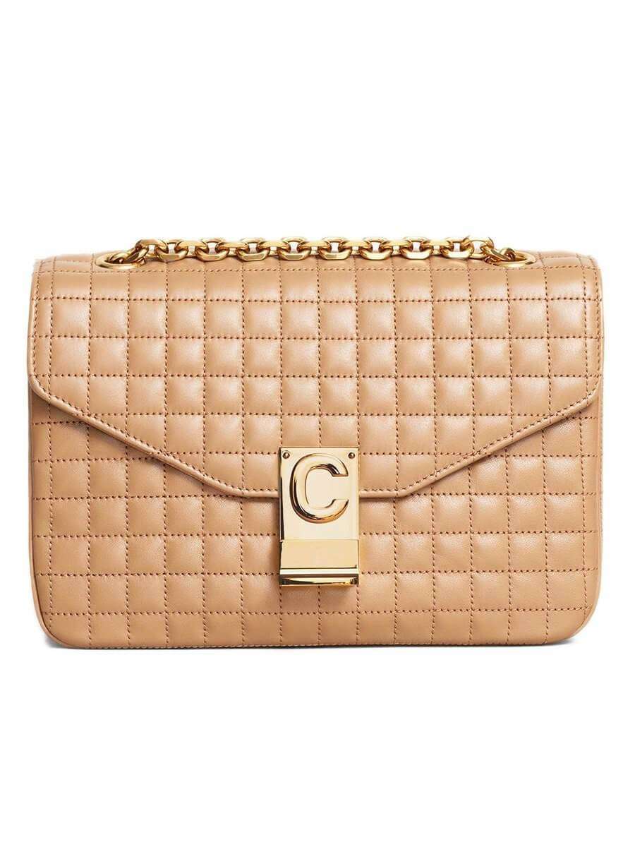 Medium C Bag in Light Camel Quilted Calfskin