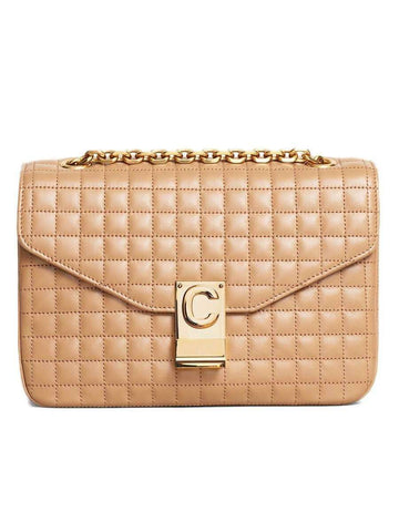 Medium C Bag in Light Camel Quilted Calfskin